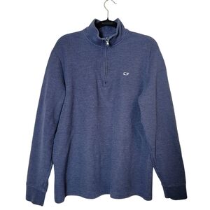 Vineyard Vines Saltwater 1/4 Zip Sweater Men's Size L Navy Blue Pullover Preppy